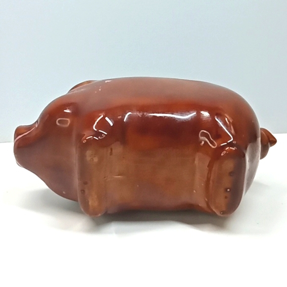 Vintage brown & pink, hand painted ceramic pig planter. - Picture 7 of 9
